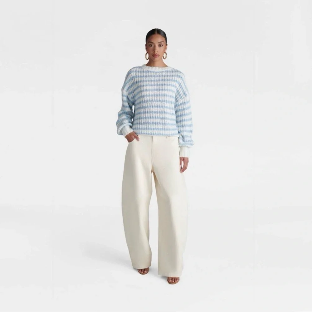 The Oversized Drop Shoulder Striped Crewneck Sweater KBB by Kahlana NWT szM - Picture 3 of 3